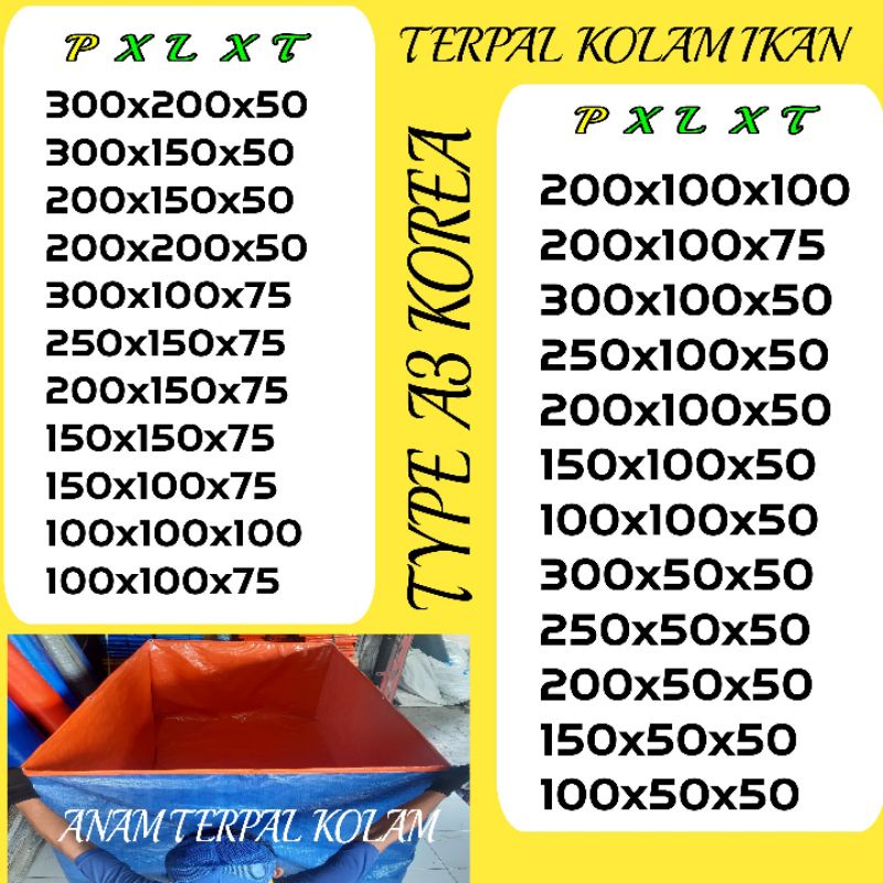 TERPAL KOLAM IKAN A3 KOREA