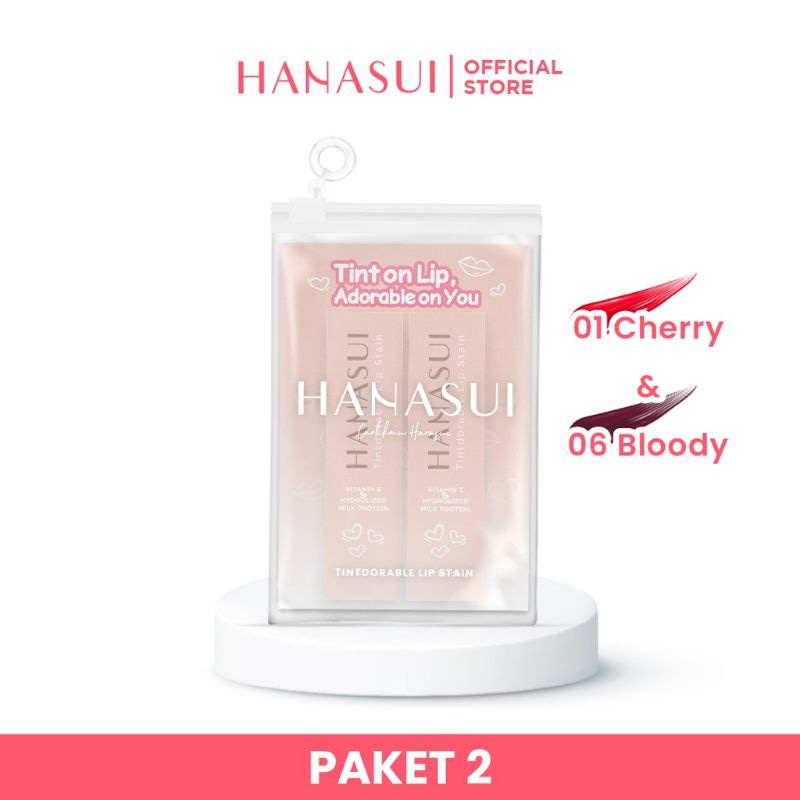 Hanasui Special Package 2 Tint For Teen Hanasui Tintdorable Lip Stain | 01 CHERRY + 06 BLOODY | 03 RUBY + 05 CORAL