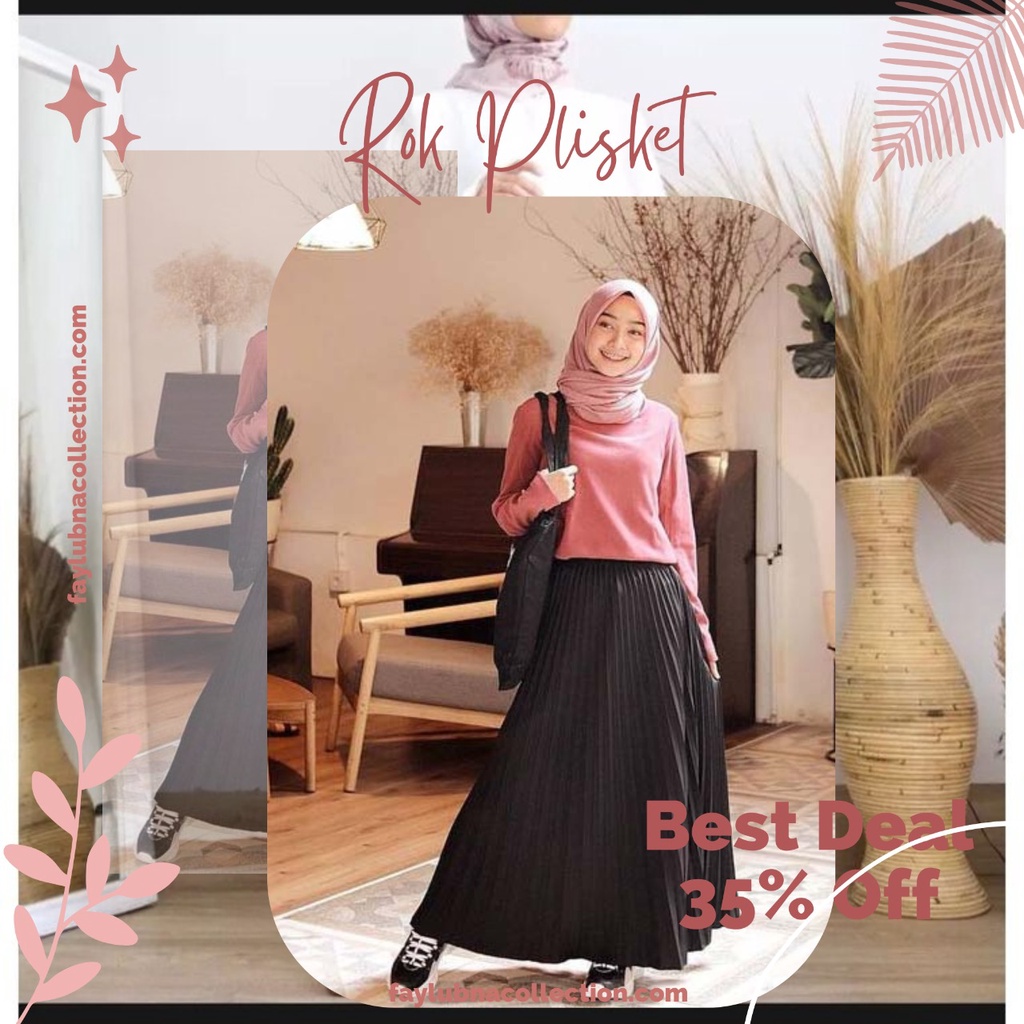 Rok Plisket Klok Black / Bawahan Perempuan / Rok Plisket Premium / Plisket Rok Perempuan
