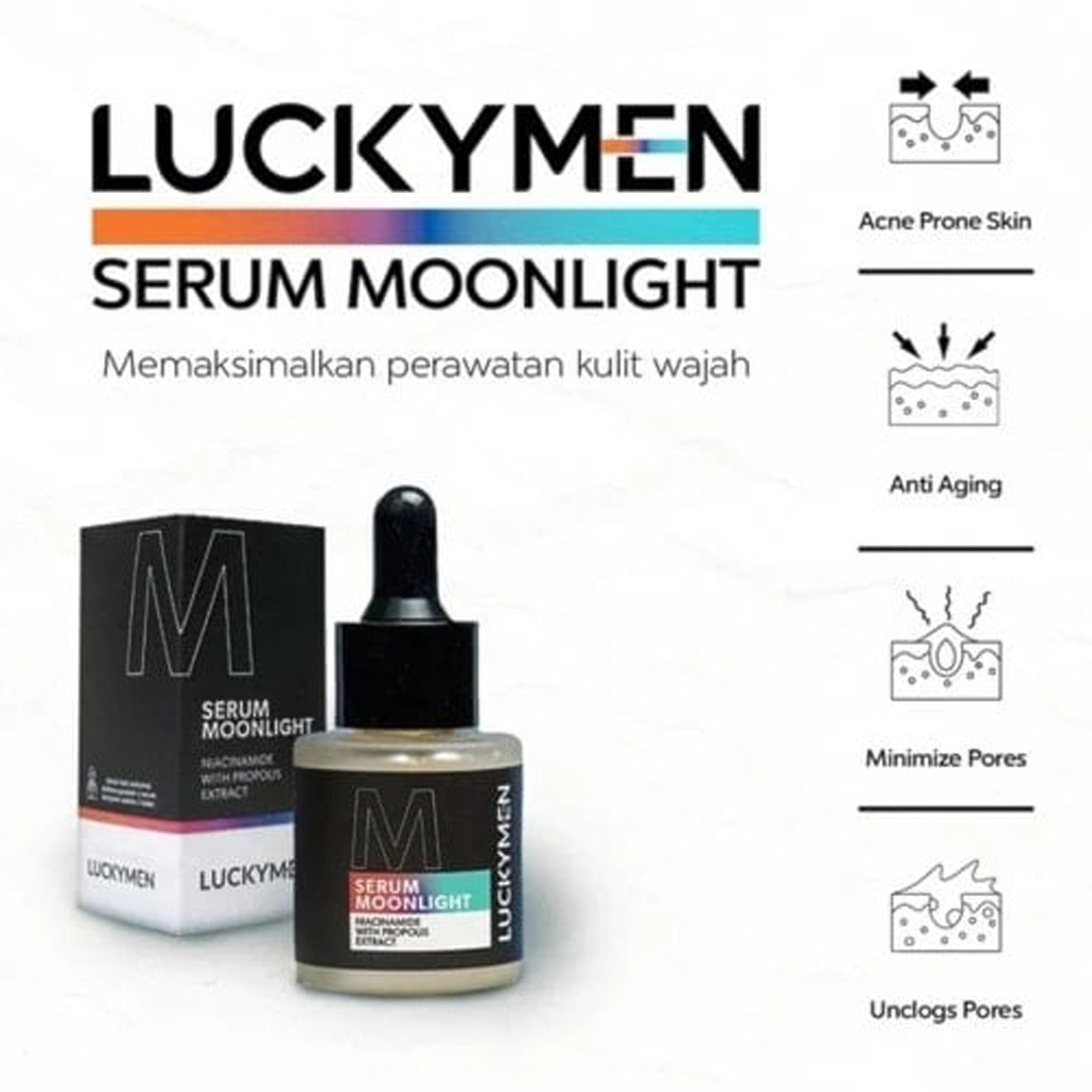 Luckymen Moonlight Serum Purifying Facial Wash Cica Sleeping Charcoal Mask Sunscreen Gel Skin Care Perawatan Wajah Paket Skincare Pria