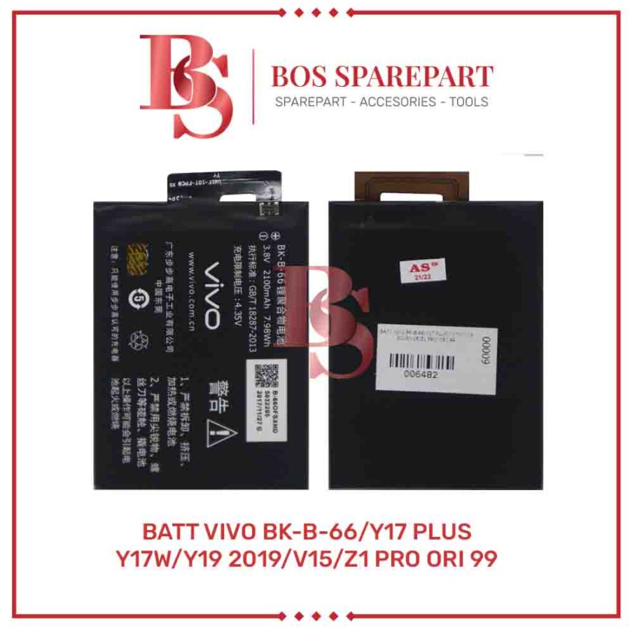 BATERAI VIVO BK - B - 66 / Y17 PLUS / Y17W /Y19 2019/V15/Z1 PRO ORI 99