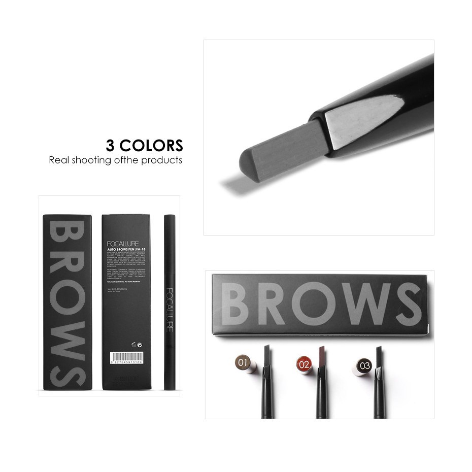 FOCALLURE Somethinc Eyebrow Teardrop Brow Definer Alis Eyebrow Pencil Tahan Lama Anti Air FA18