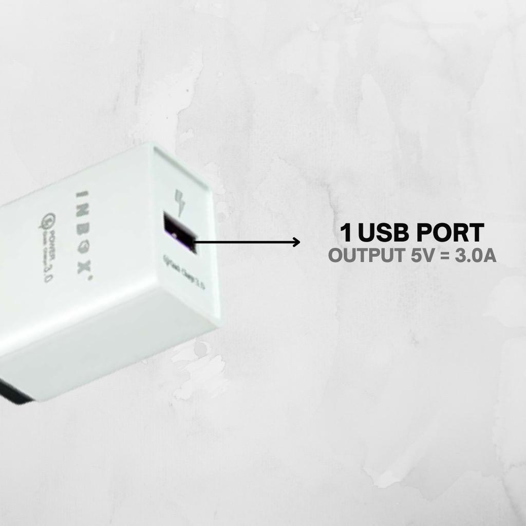 Kepala charger pegisian daya cepat 3A INBOX QA-01 Quick Charge Adaptor Handphone Garansi Resmi 1 Tahun