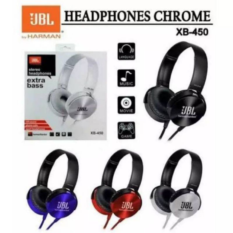 Headphone Headset Bando JBL XB-450 Extra Bass Stereo High Quality