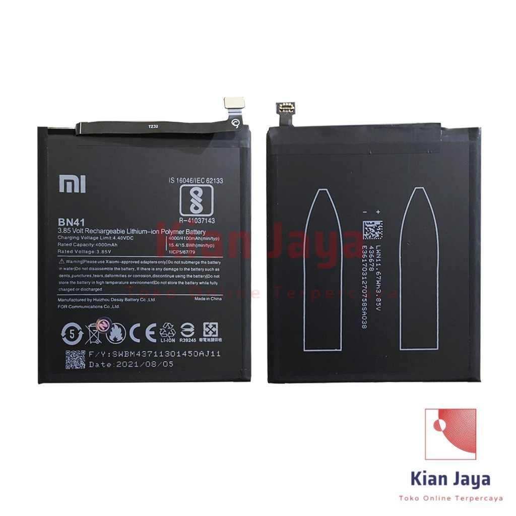 [Garansi 100% Ori] Baterai Original Xiaomi Redmi Note 4 Mediatek BN41 Batre Batrai Battery Hp Xiao Mi BN 41 Original