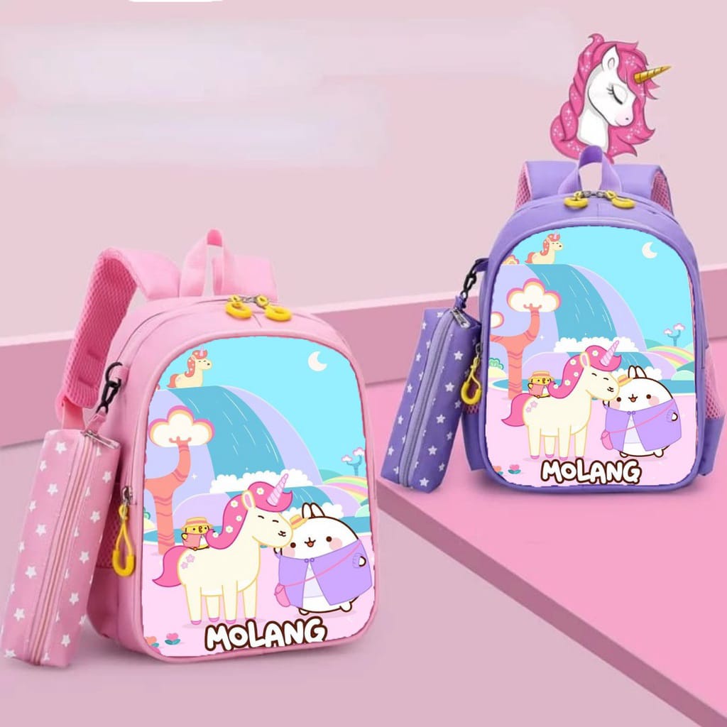 Tas Glossy SD TK Ransel Anak Sekolah Cewe Perempuan Kuda Unicorn Elsa Timbul LOL Prosen