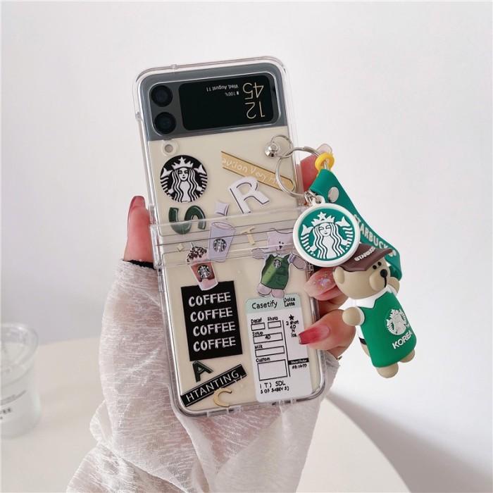 Starbucks Pendant Case Casing Samsung Galaxy Z Flip 4 Z Flip4 5G Clear