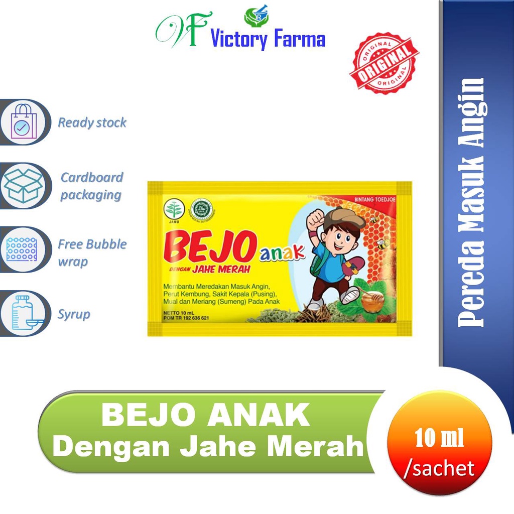 

Bejo Anak dengan Jahe Merah Sachet @ 10 ml/ Pereda masuk angin Anak