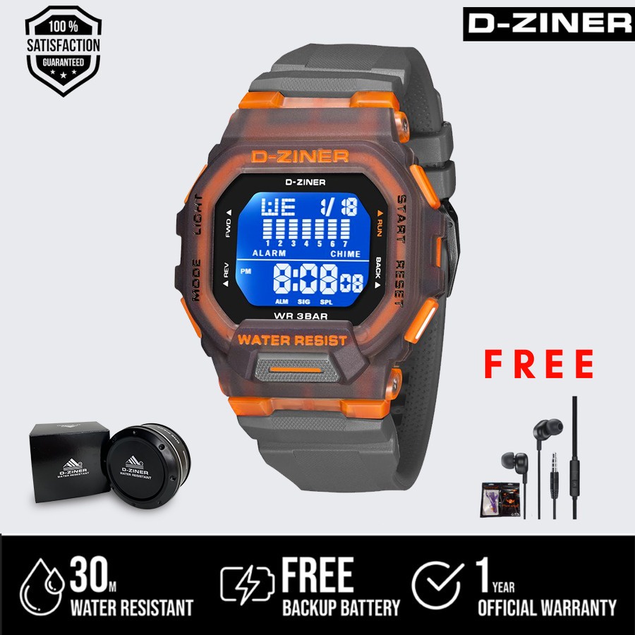 Jam Tangan Pria Dziner 8312 Digital Original Water Resistant 50m