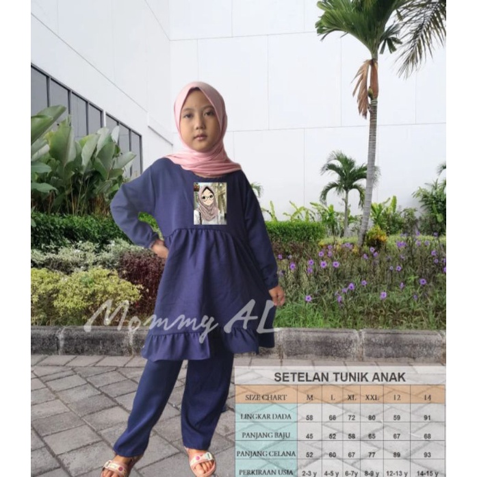 [MOMMY AL]SET PAKAIAN MUSLIM ANAK PEREMPUAN MODEL TUNIK  2-15 TAHUN/STELAN ANAK USIA TANGGUNG