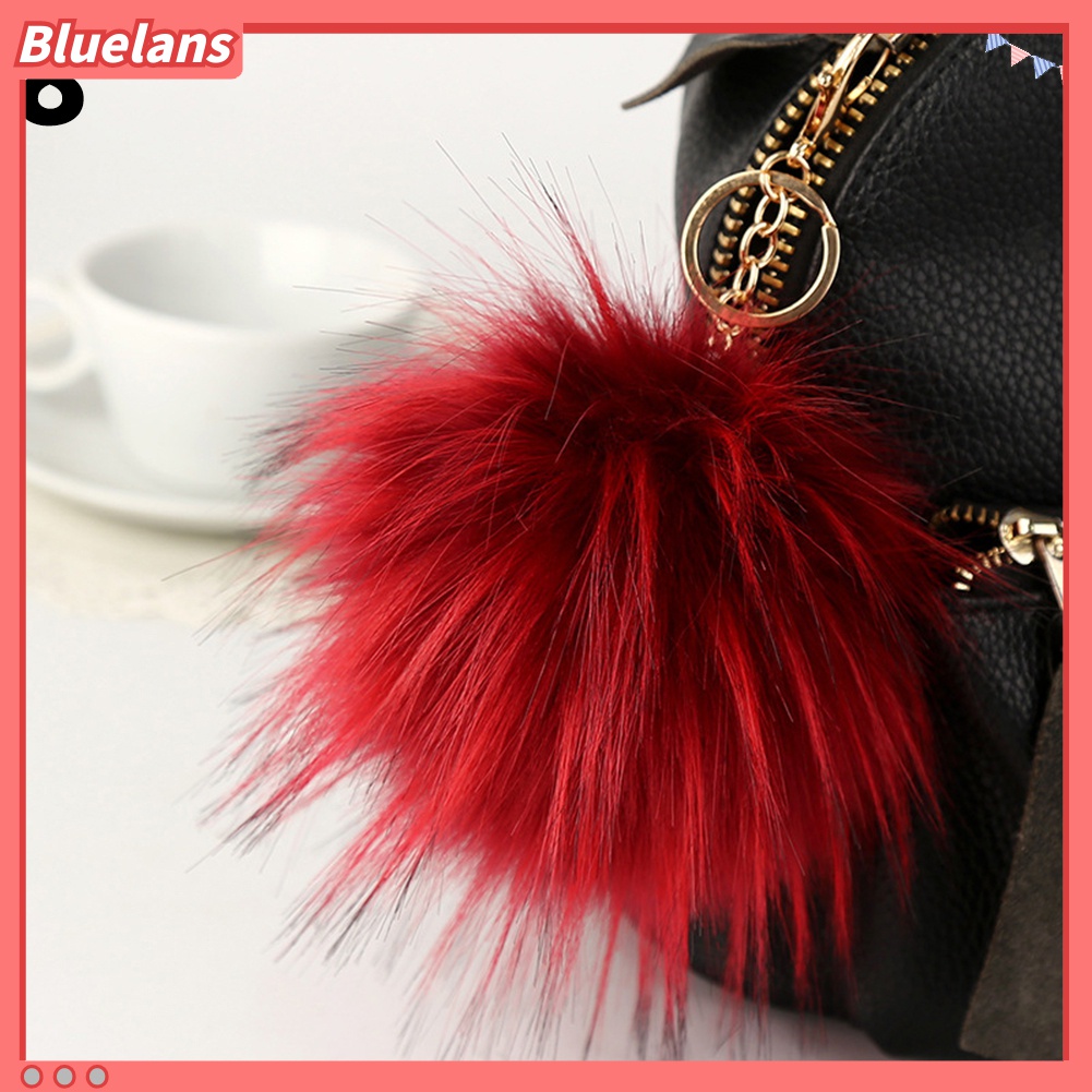 Gantungan Kunci Bentuk Bola PomPom Bulu Lembut Ukuran 13cm