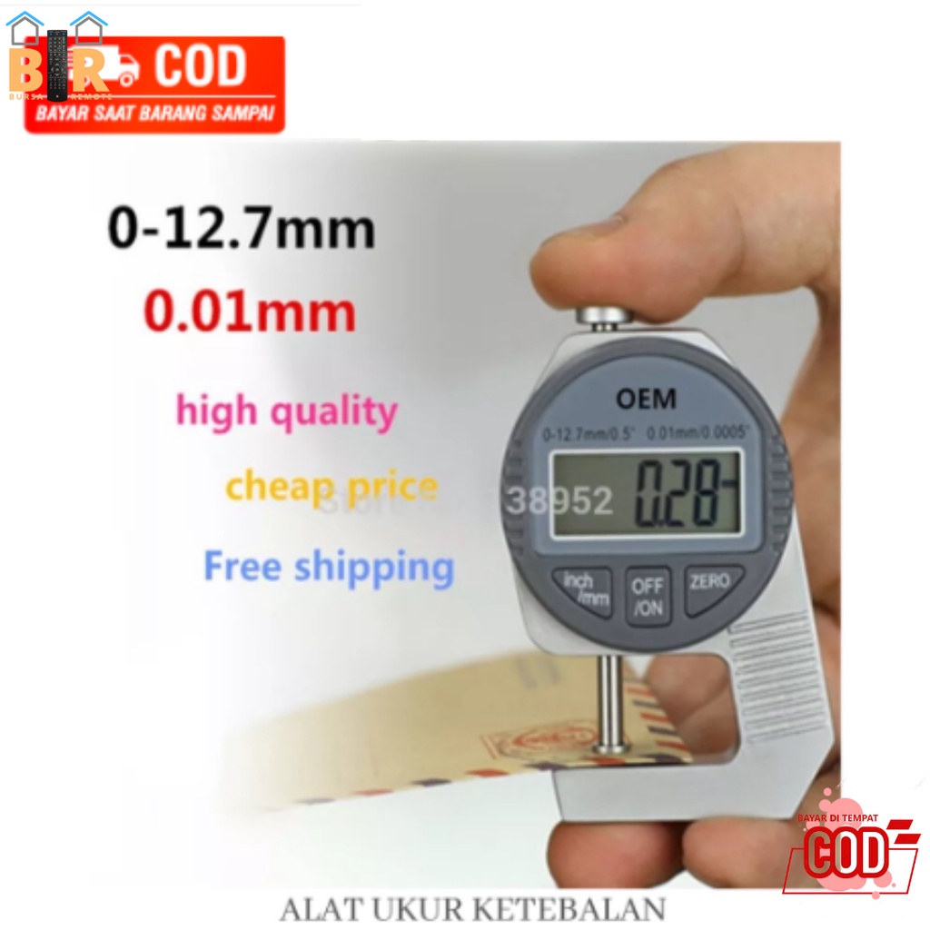 Digital Thickness Gauge 0 - 12.7 MM Alat Ukur Ketebalan Kawat Kertas Plat