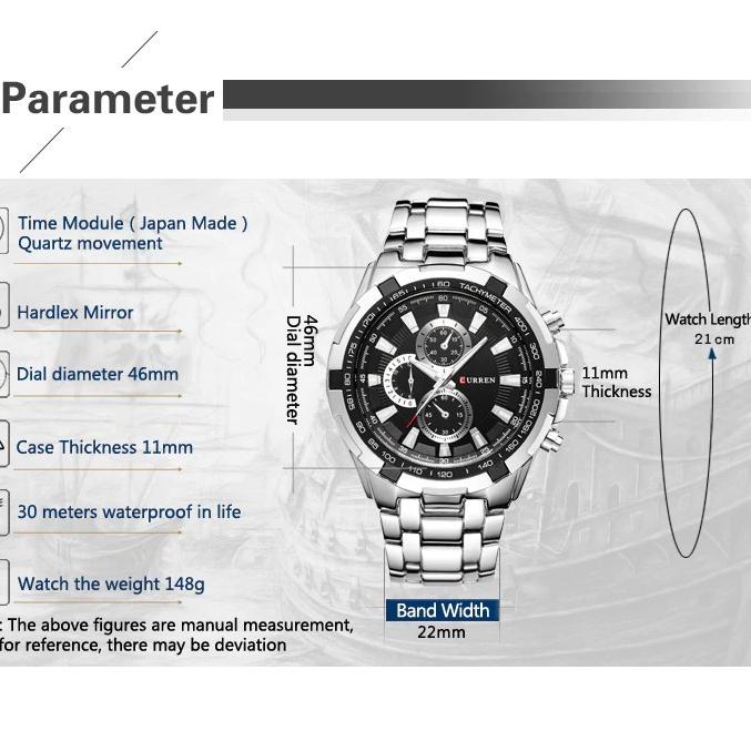 [268] Jam Tangan Pria / Curren 8023 Chronograph tidak aktif / Jam Tangan Stainless Steel Curren Orig