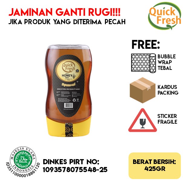 

[ANTI PECAH] Quick Fresh Honey / Madu Murni Asli 425G (Squeeze)