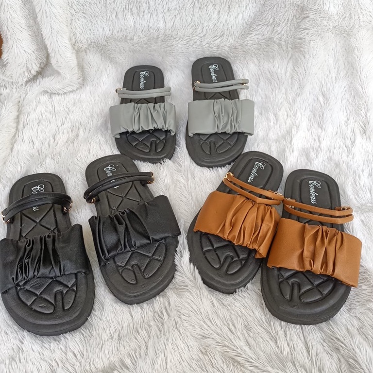 Sandal Wanita Terbaru Teplek Tali Kerut/Sandal Teplek Kekinian