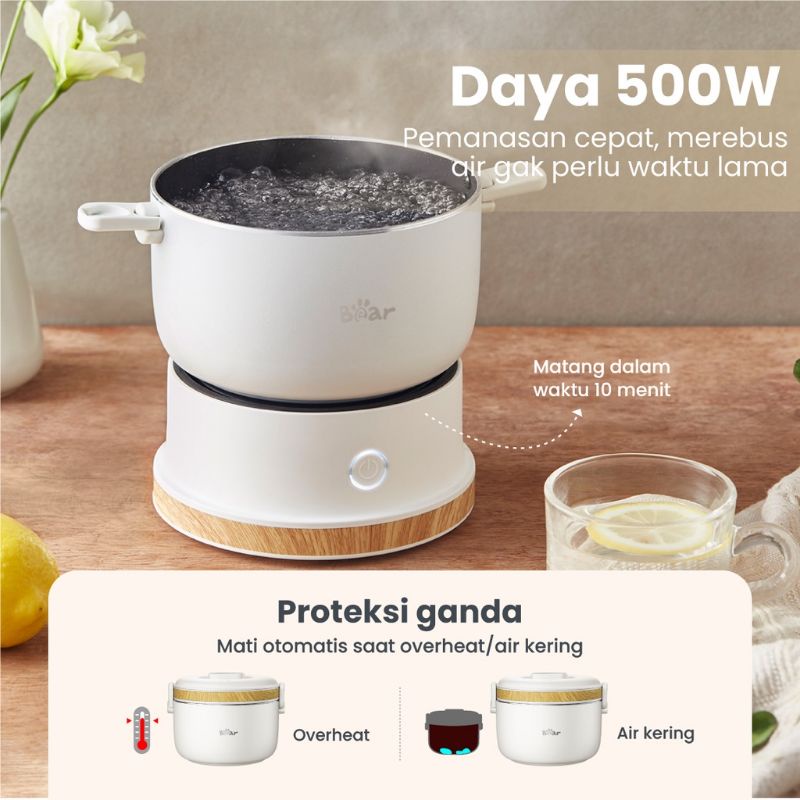 Bear Travelling Multi Cooker 1L / Panci Listrik Portable