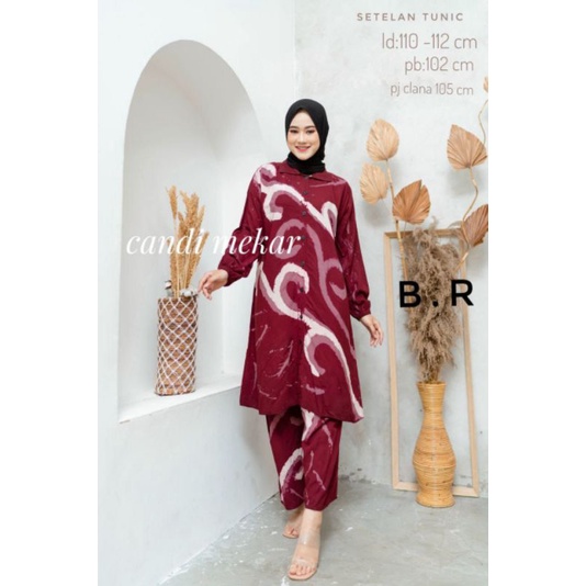 SETELAN TUNIK WANITA / SET TUNIK WANITA TERBARU / ONE SET MOTIF GRADASI / SETELAN BATIK WANITA / ONE SET DIAN PELANGI