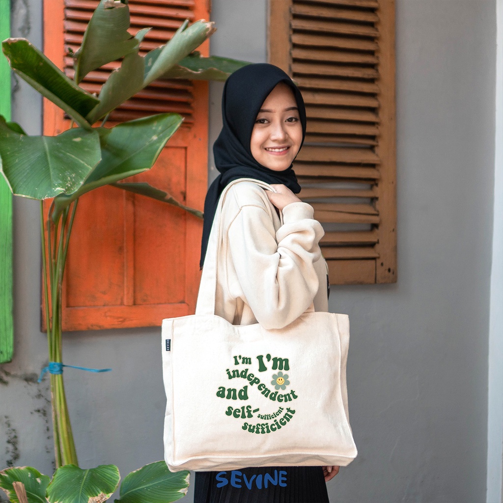 Sevine Totebag Kanvas Daisy Tas Wanita Tote Bag Dengan Kantong Laptop Kuliah Sekolah Kerja Quotes Aesthetic - KM