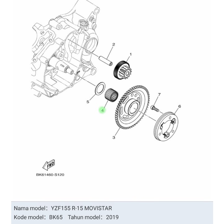 BEARING LAHER BAMBU ONE WAY STATER STARTER R15 V3 XSR VIXION R WR155 MT15 ASLI ORI YAMAHA 93310 325YC