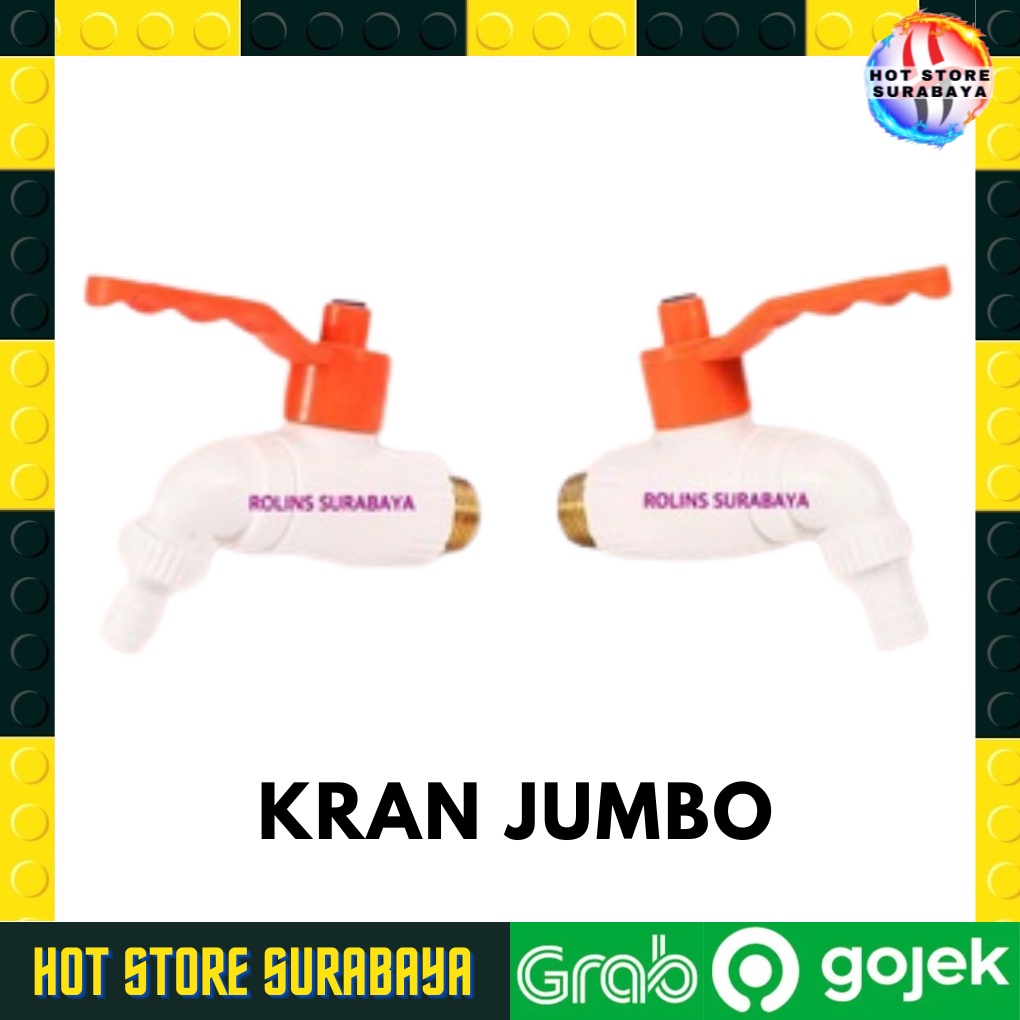 Kran Jumbo PVC PRR 1/2 3/4 inch Kran Air Tembok Drat Kuningan Engkol