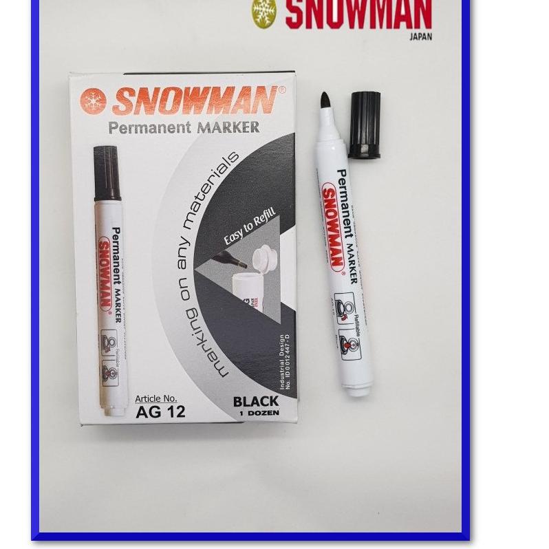 

Promo - Spidol Snowman Permanent Marker AG - 12 Spidol Permanen Per Lusin BISA CAMPUR WARNA ~