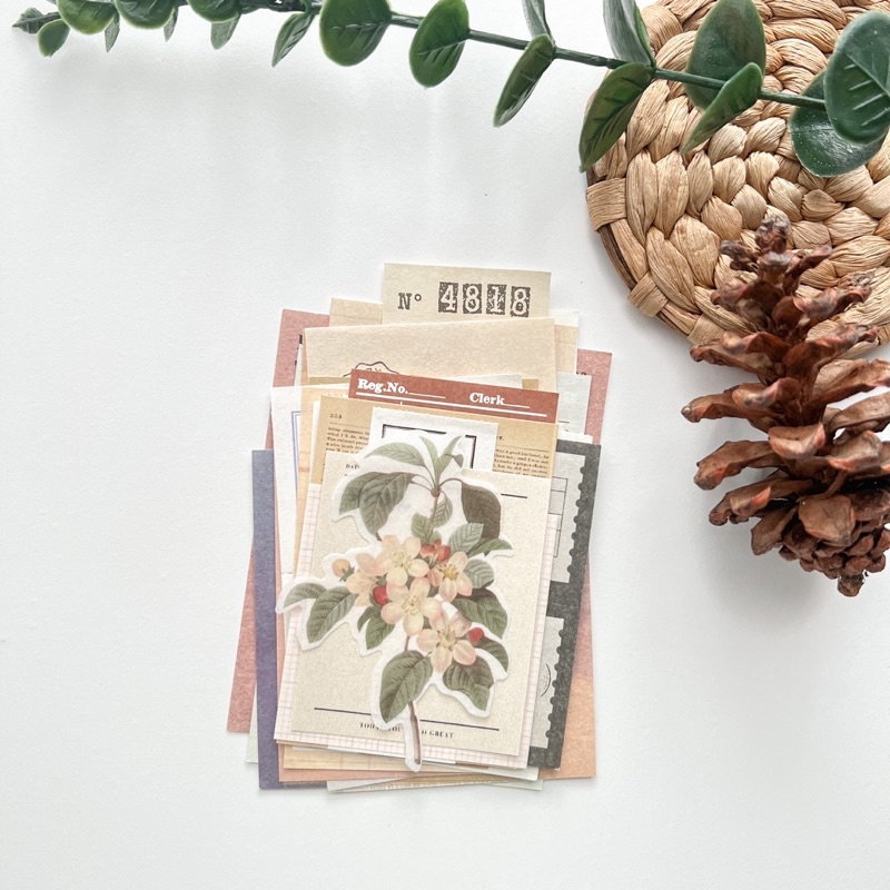 

25 pcs Vintage Ephemeras Paper Kit untuk Journal