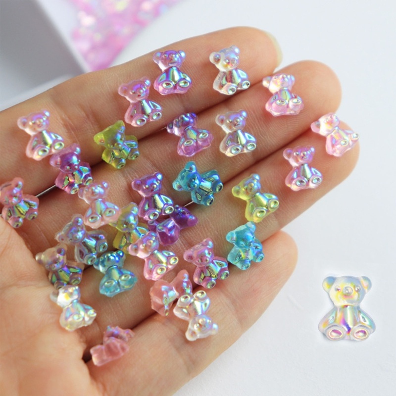 Zzz 0 Pcs Hiasan Kuku 3D Motif Beruang Aksen Berlian Imitasi + Glitter Untuk Dekorasi Nail Art / Manicure