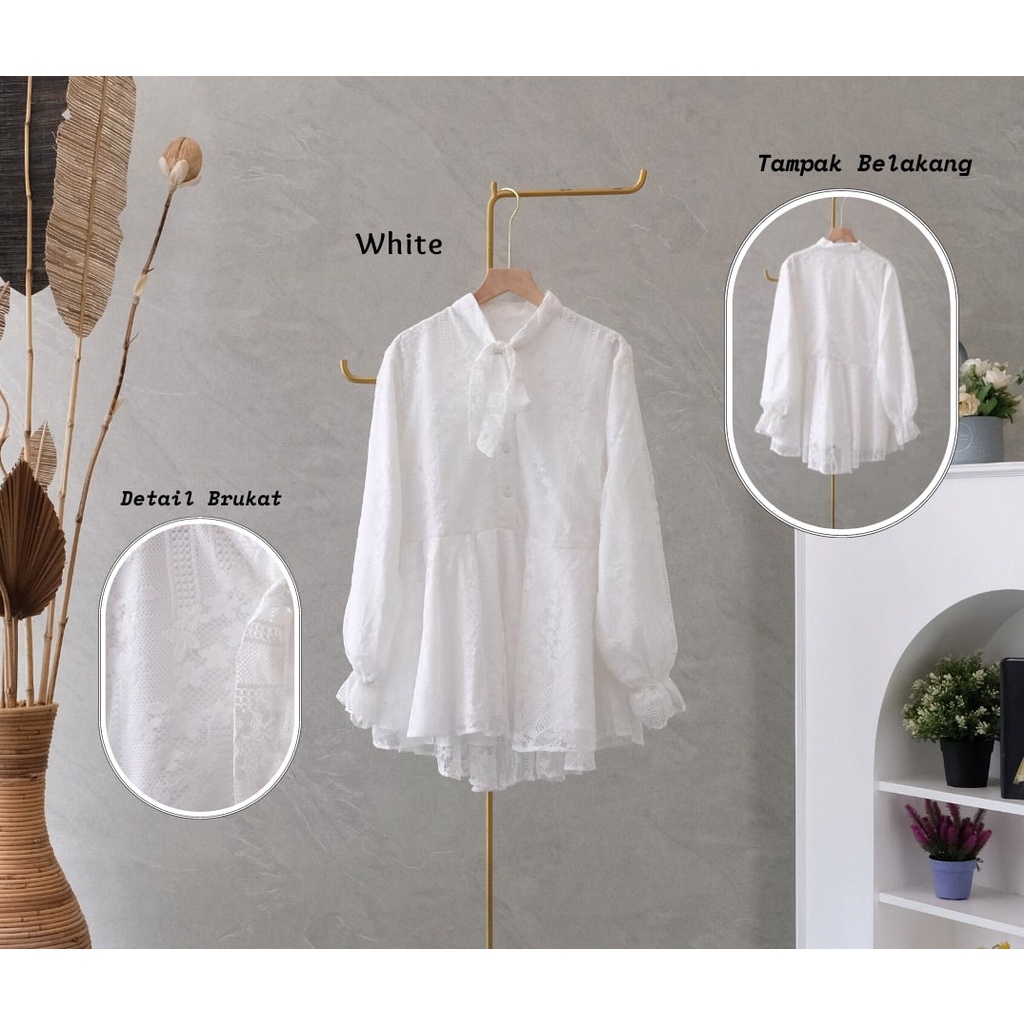 ESPARA TOP BRUKAT/ATASAN BROKAT WANITA/ATASAN BRUKAT/BAJU PUTIH / ATASAN JUMBO / ATASAN PUTIH