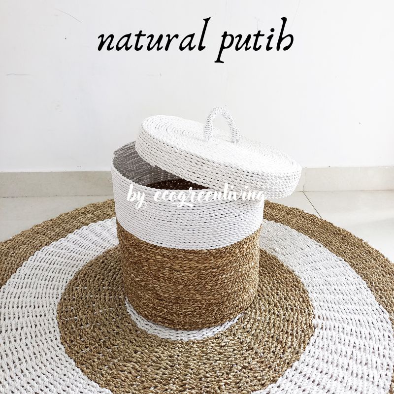 Laundry Basket / Basket Laundry Seagrass with Cap / Tas / Keranjang Laundry Seagrass