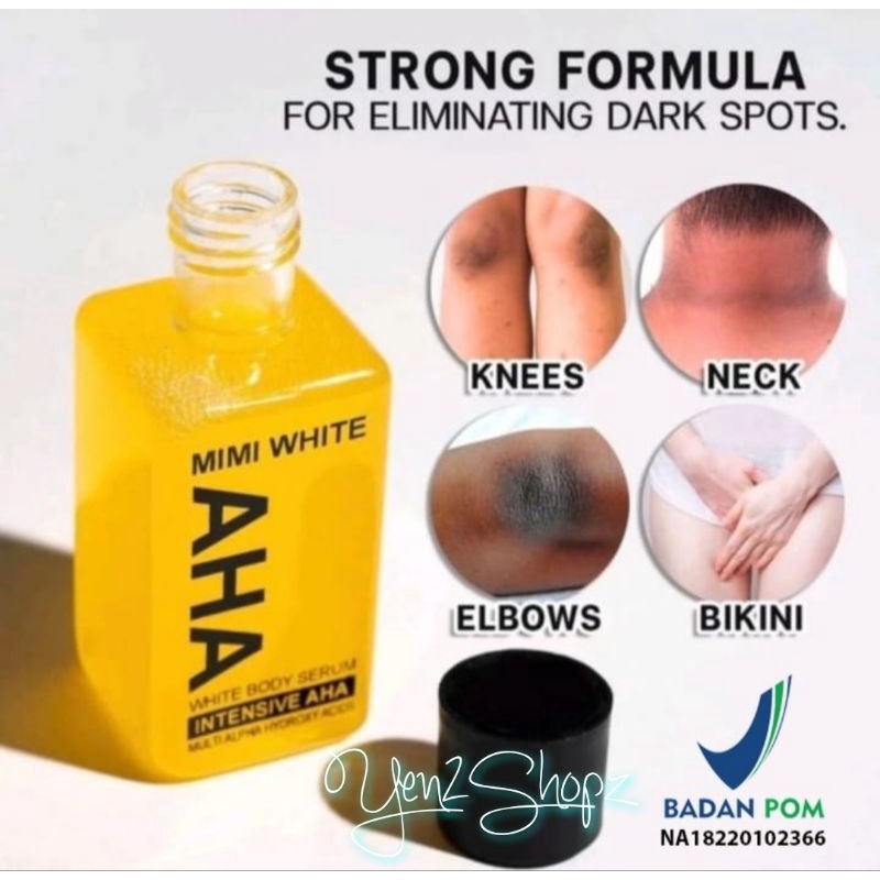 MIMI WHITE AHA WHITENING BODY &amp; FACE SERUM ORI PEMUTIH WAJAH DAN BADAN