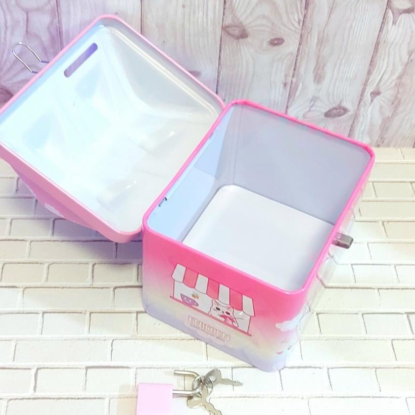 [PRODUK BGA] Celengan Rumah Kaleng Motif UNICORN ada kunci Gembok mini LIG