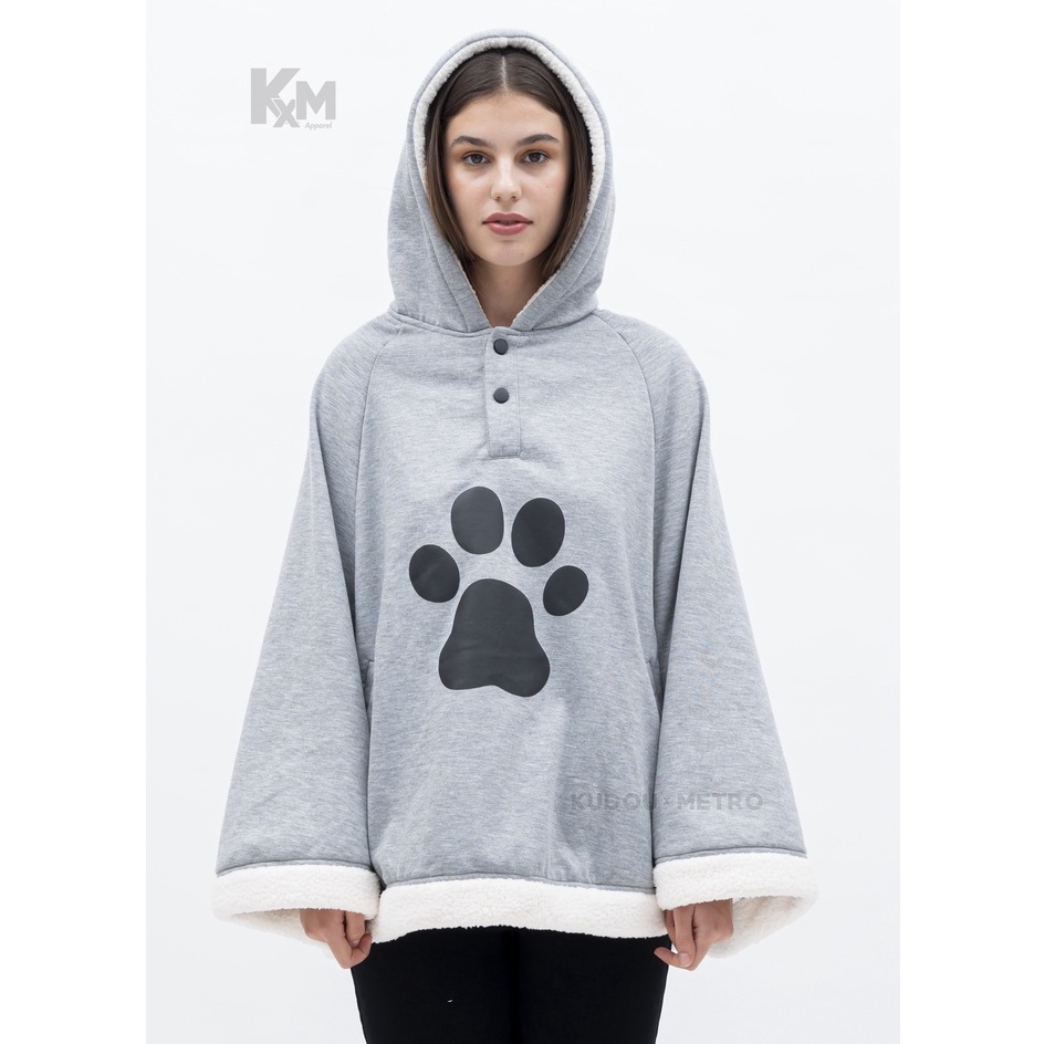 Hoodie Kawaii Neko Grey Jubah Kucing Premium