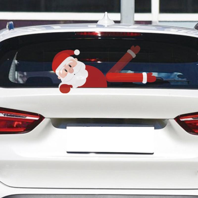 Stiker Wiper Belakang Mobil Motif Kartun Santa Claus Natal Tahan Air Untuk Dekorasi