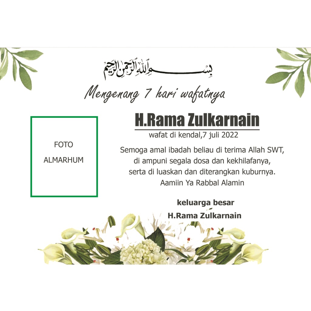 kartu tasyakuran haul tahlilan /nasi kotak