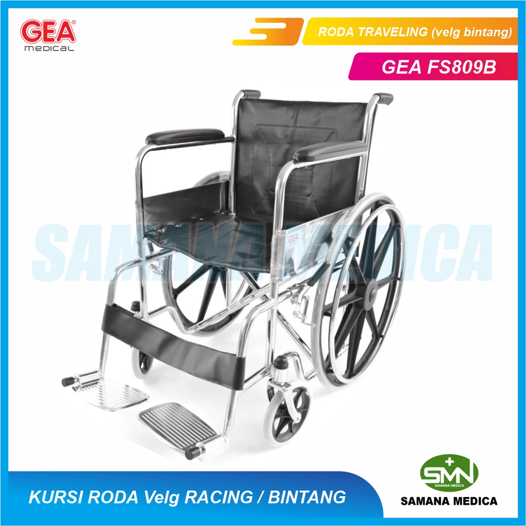 Kursi Roda Standar Velg Racing / Velg Bintang GEA FS809B Promo Murah