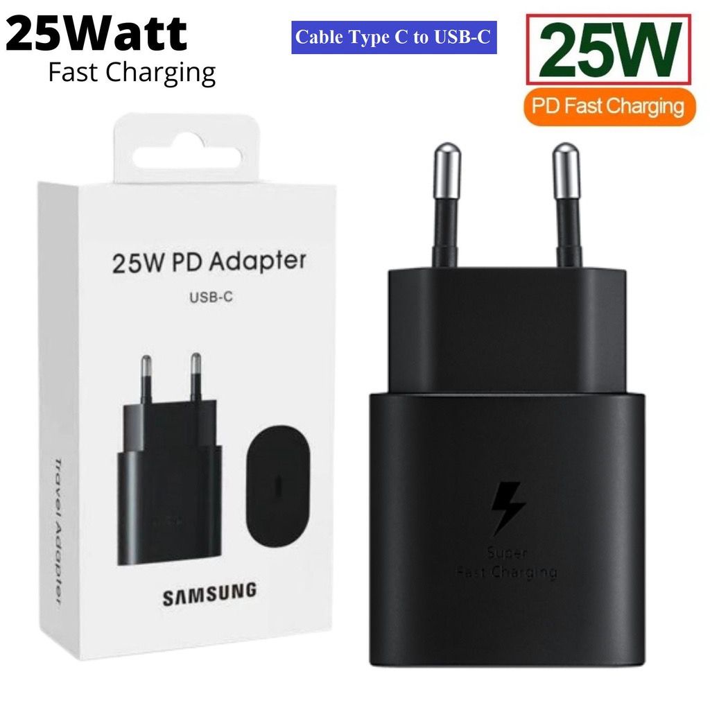 PROMO Batok Casan Charger TC Tipe-C SAMSUNG C ke C 25W PLUS Packing Fash Charging Adaptor Charger Samsung 25 Watt batok original Super Fast Charging - PD 25W Type C to USB C for A33 A53 A73 A52s S22 S21 S20 Note 20 10