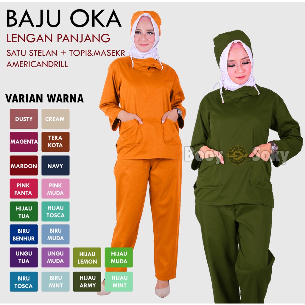 Scrub Jaga Ok Oka Lengan Panjang Unisex American Dril