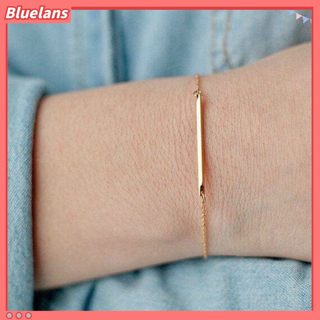 Bluelans Bracelet Simple Fadeless Alloy Slim Bar Shape Women Bangle Chain