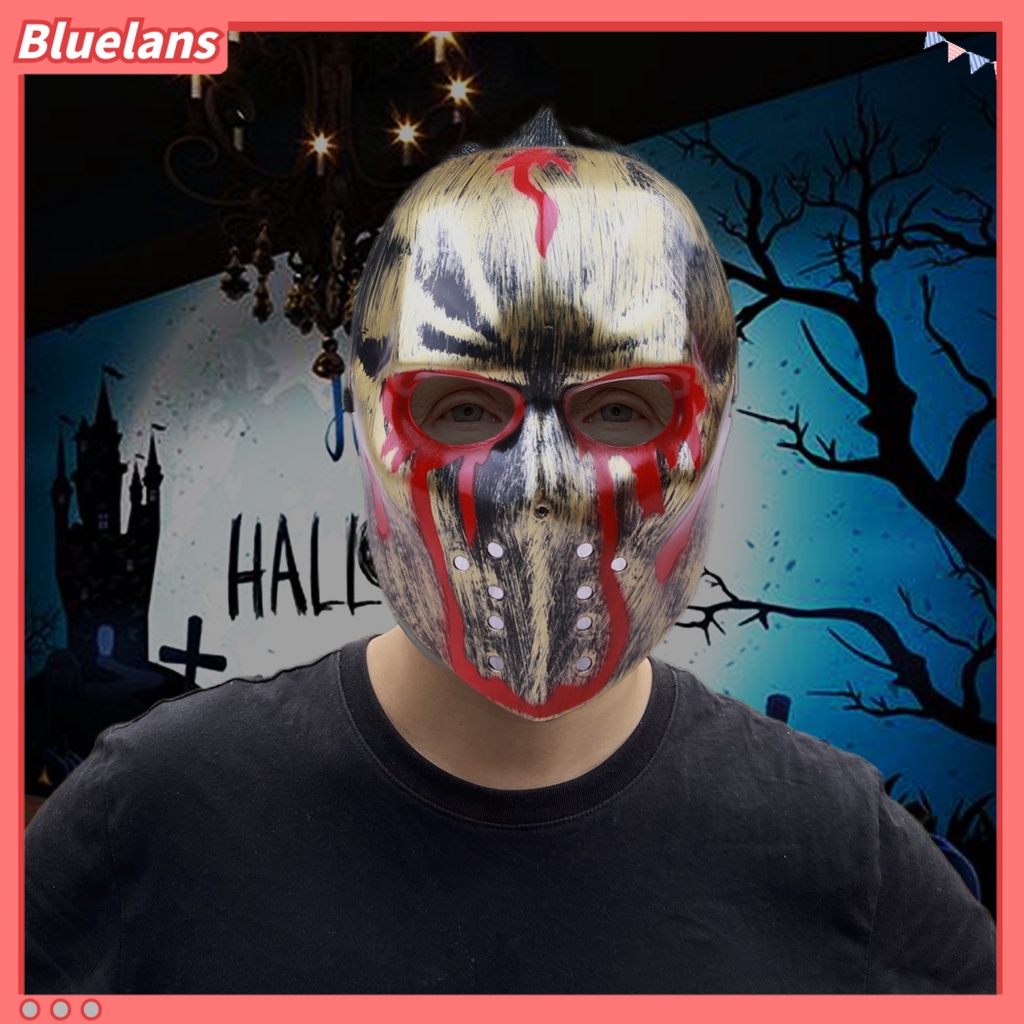 Masker Penutup Wajah Penuh Desain Darah Horror Bahan Plastik Dapat Digunakan Kembali Untuk Pesta Halloween