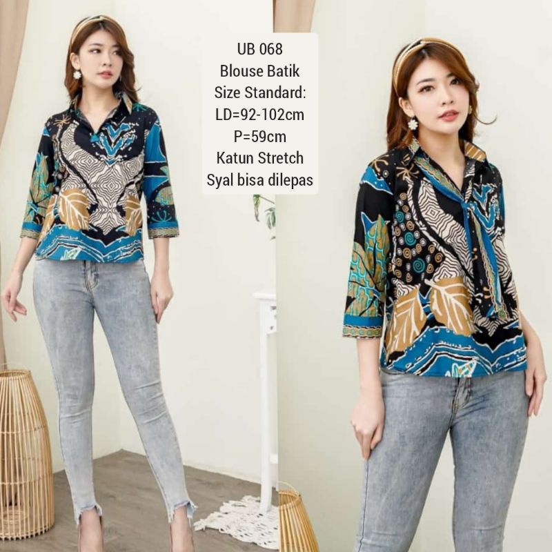 BLOUSE BATIK MICHA 068 ATASAN KERJA KANTOR WANITA MURAH BAJU CEWEK CANTIK MODIS ETNIK