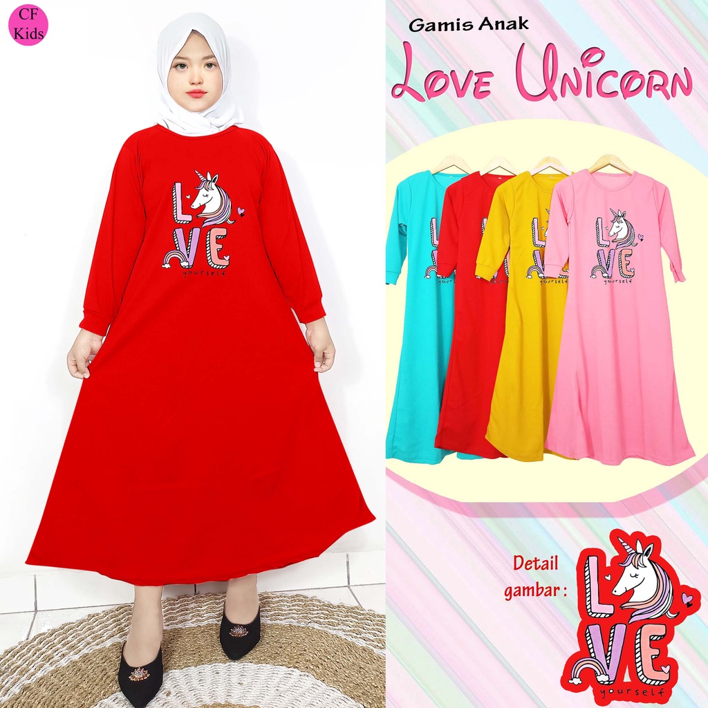 Gamis Anak Perempuan DTF Unicorn Love Yourself CKids