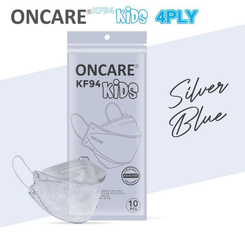Masker KF94 Anak 4ply Korea Premium Mask Warna Murah-KF94 SILVER BLUE