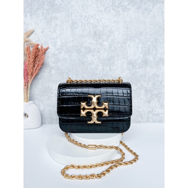 TORY BURCH ELEANOR CROCO IN BLACK
