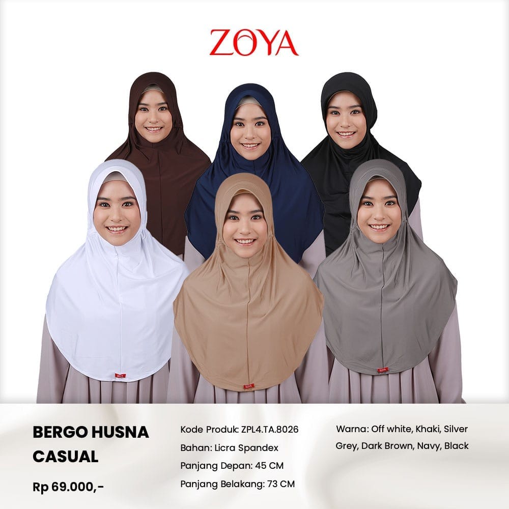 Zoya Hijab Instan Bergo Husna Serut Tali Belakang