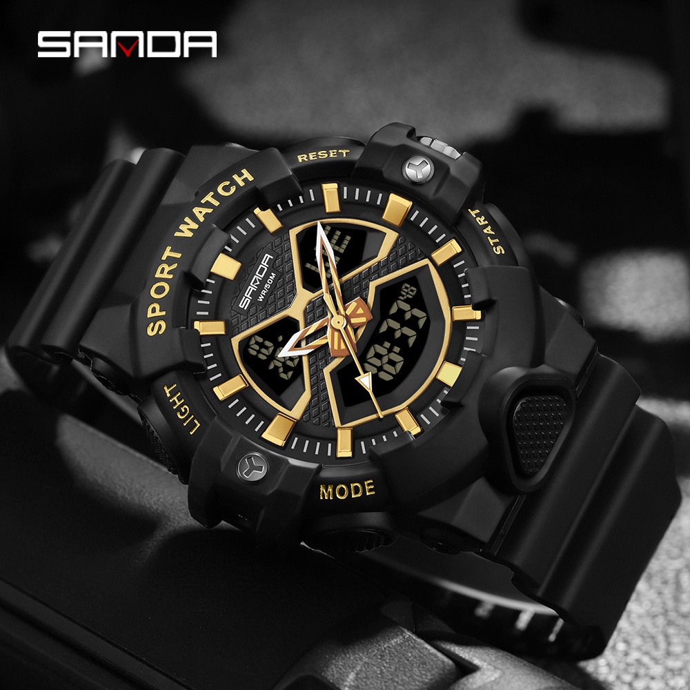 SANDA 3150 Jam Tangan Pria Digital Analog EL Backlight Sport Watch Anti Air WATCHKITE WKOS