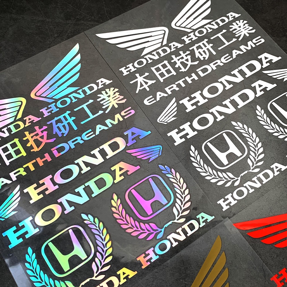 Honda Logo Laser/Reflektif Car Sticker Gaya Jepang Honda Techno Industrial Motorcycle Decoration Decal