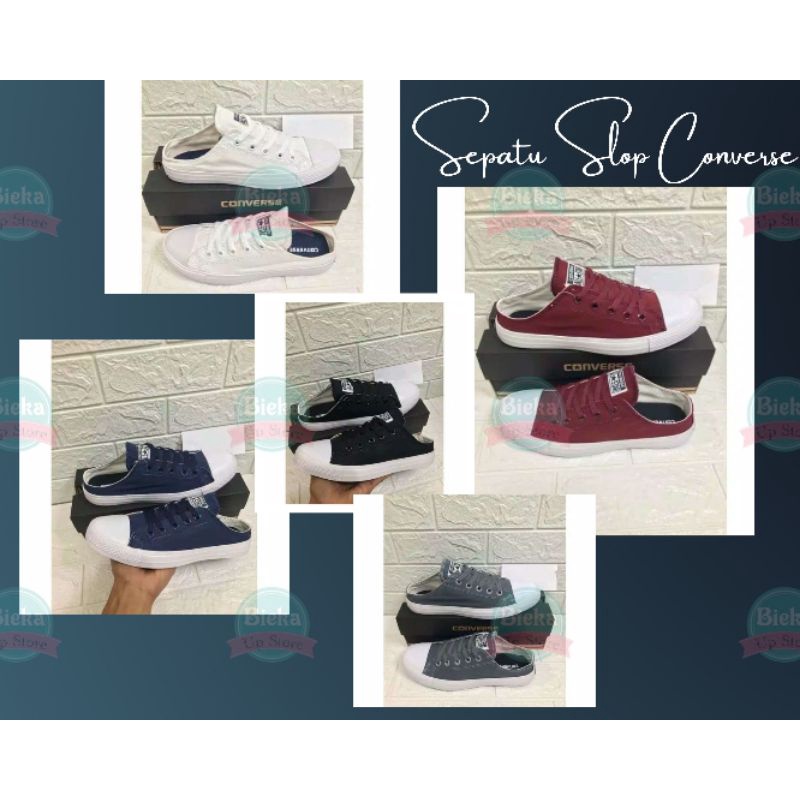 Sepatu Sneakers Converse All Stars Pria Wanita Slop Slip On Selop Bustong