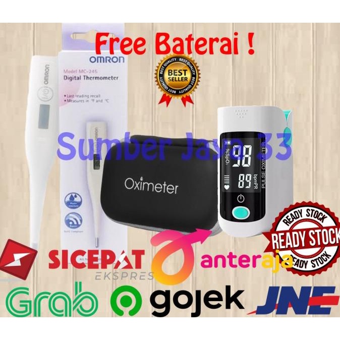 Paket Termometer Omron 245 Dan Oximeter Fingertip +Case Oxymeter