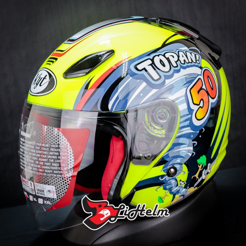 HELM KYT DJ MARU SE TOPAN REPLICA YELLOW FLUO | DJMARU HALF FACE