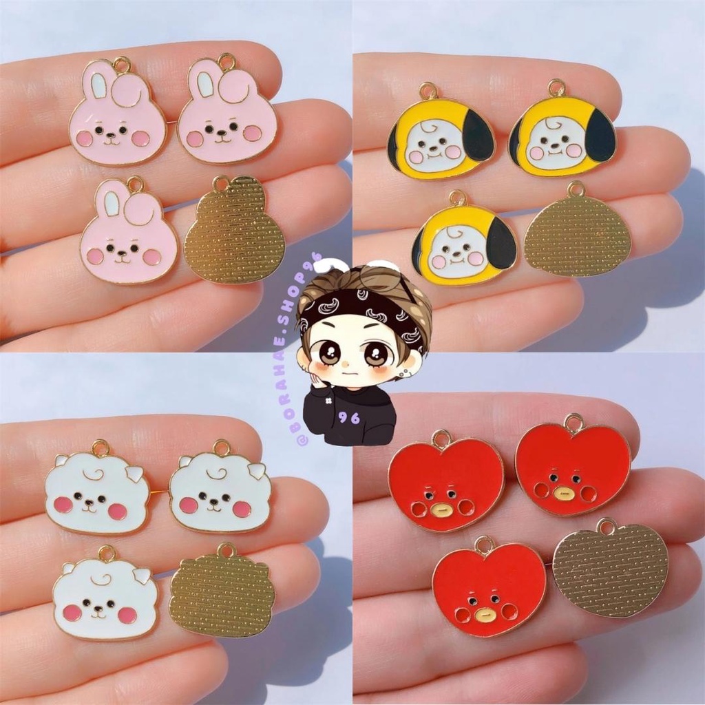 Liontin Kalung Bentuk Hewan Kelinci / Kucing Bahan Alloy Charms bts bt21 bandul gelang BTS BT21 ENAM